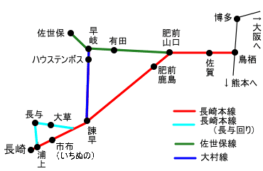 長崎周辺のいい加減な路線図